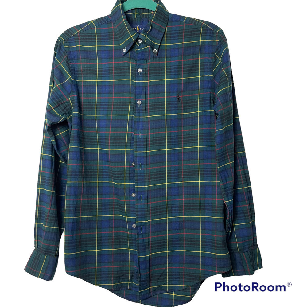 Ralph Lauren Men's Plaid Button Down Shirt Slim Fit Size Small